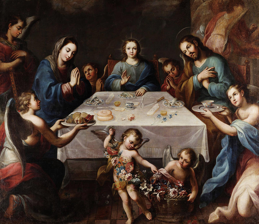 Bread Painting - The Blessing of the Table by Jose de Alcibar
