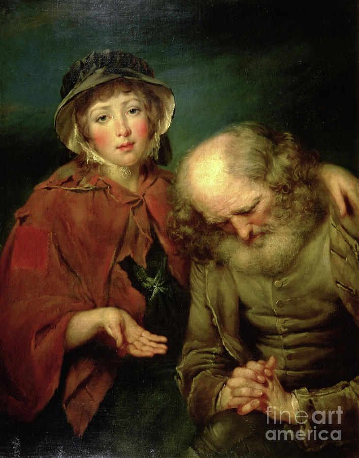 The Blind Beggar And His Grand-daughter Painting by John Russell