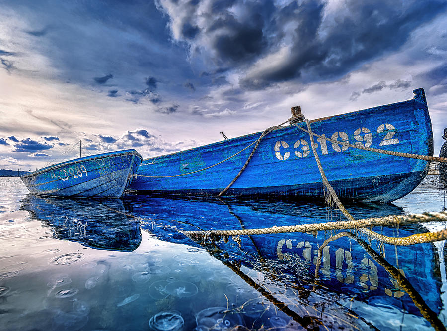 The Blue Boats Photograph by Vasil Nanev
