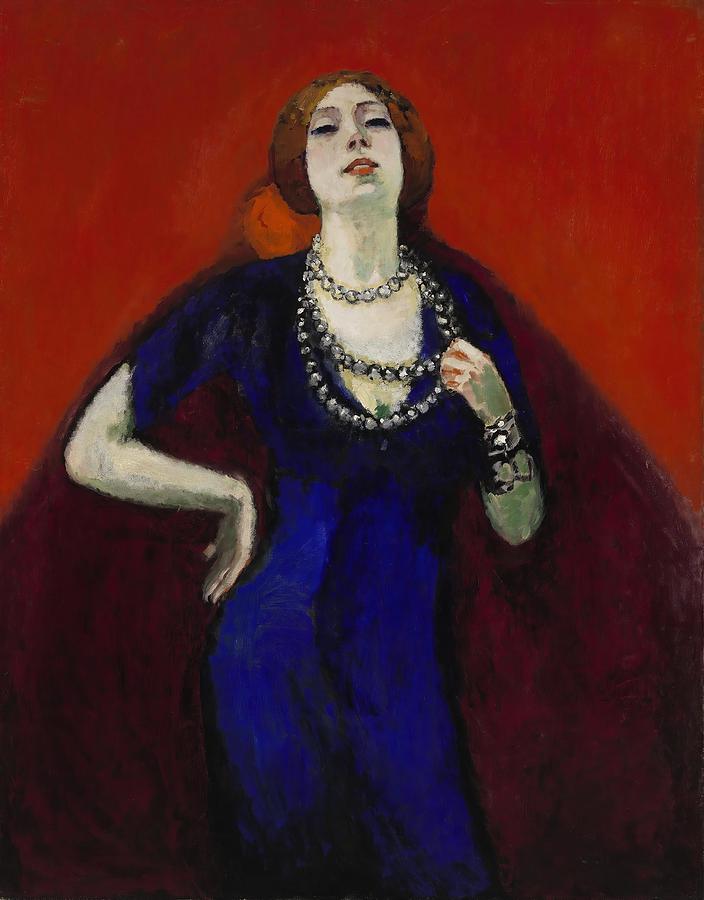 The Blue Dress. Painting by Kees van Dongen -1877-1968-