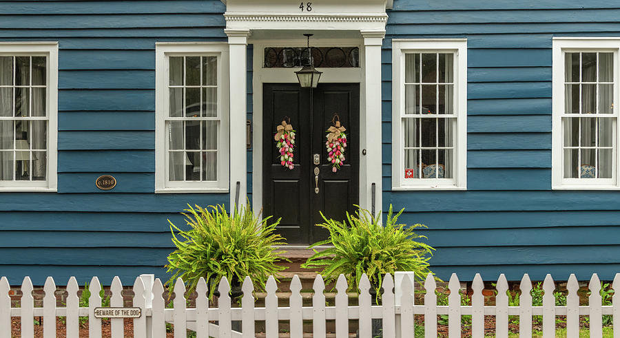 The Blue House with the White Picket Fence Photograph by Marcy Wielfaert