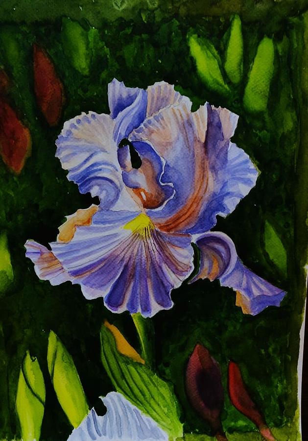 The blue iris Painting by Ramesh Mahalingam - Fine Art America