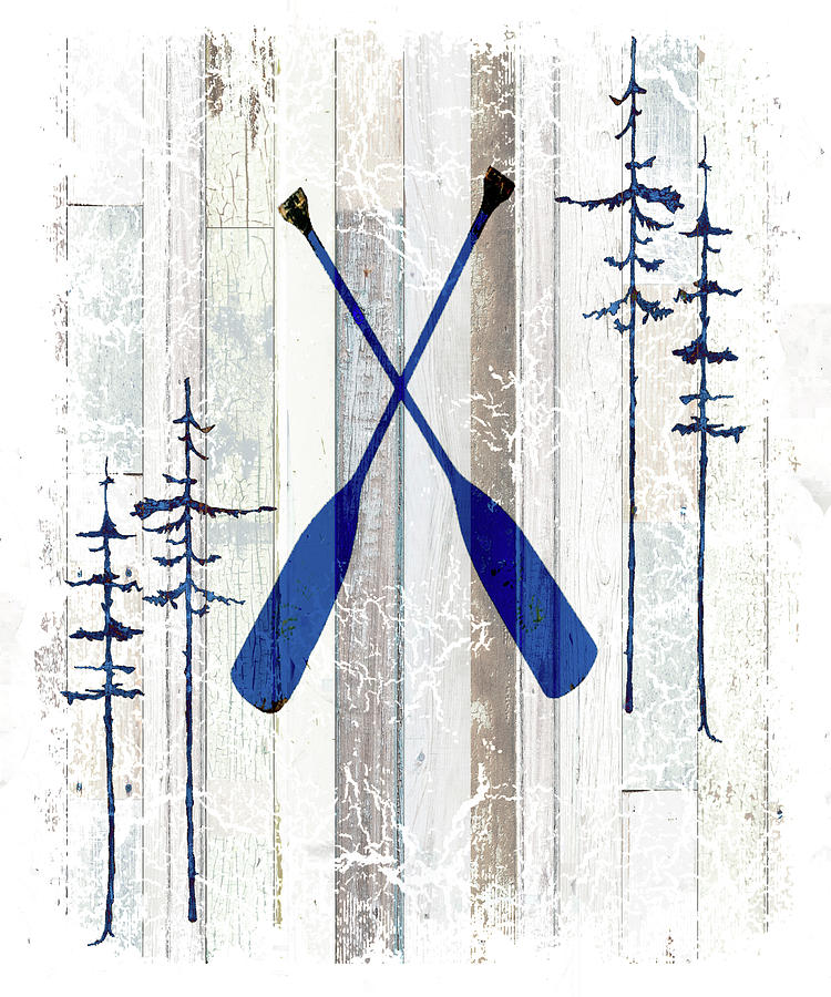 Paddles Mixed Media - The Blue Moose - Oars by Lightboxjournal