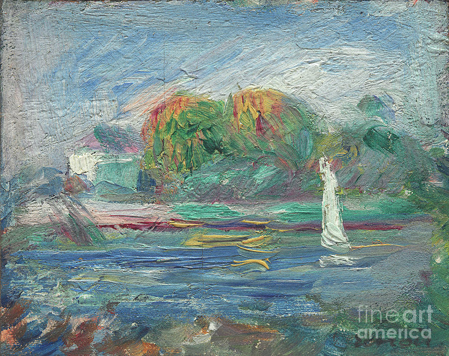 The Blue River, C.1890-1900 (oil On Canvas) Painting by Pierre Auguste Renoir