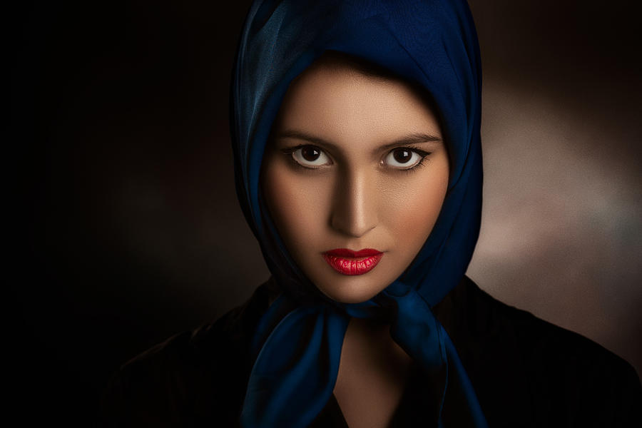 The Blue Scarf Photograph by Peppe Tamb