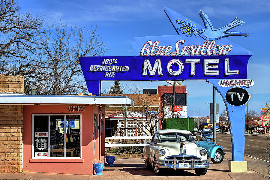The Blue Swallow Motel on Route 66 Photograph by JC Findley