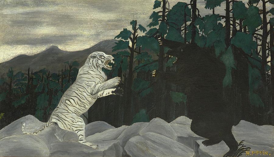Horace Pippin Painting - The Blue Tiger by Horace Pippin