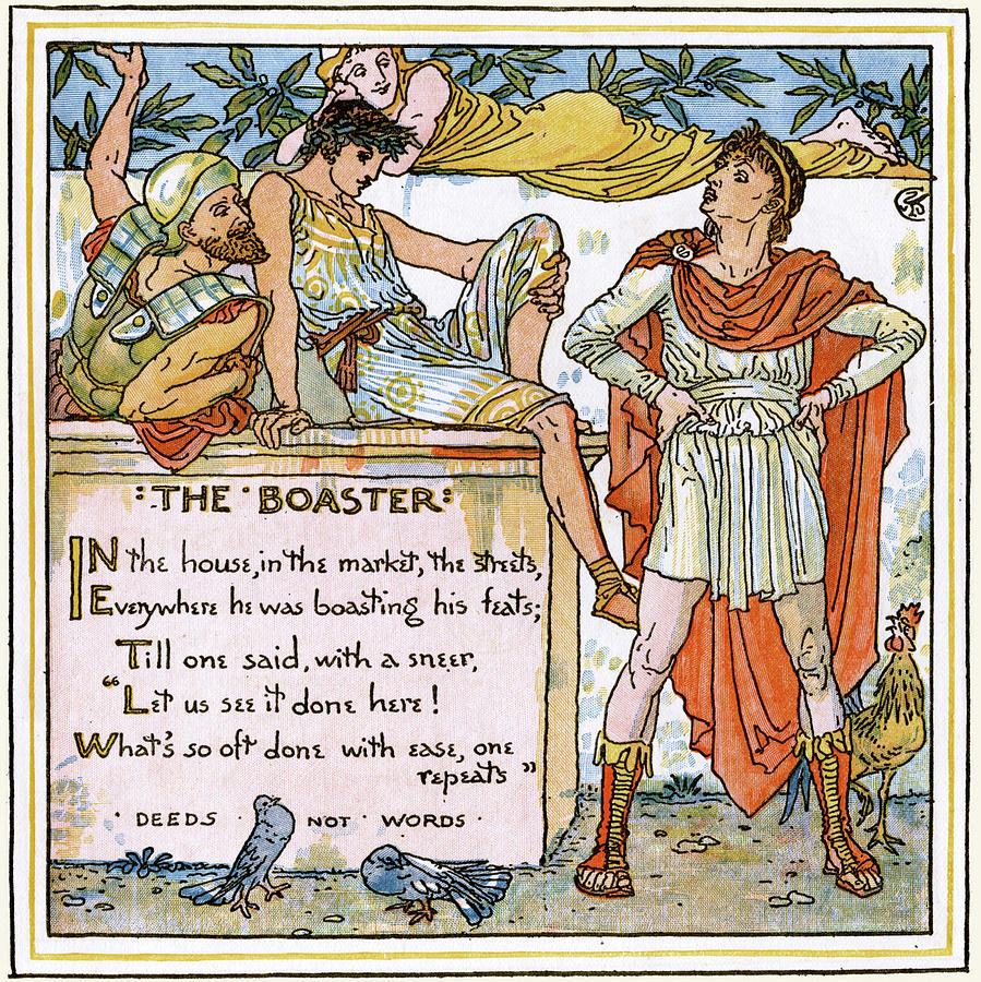 The Boaster Painting by Walter Crane
