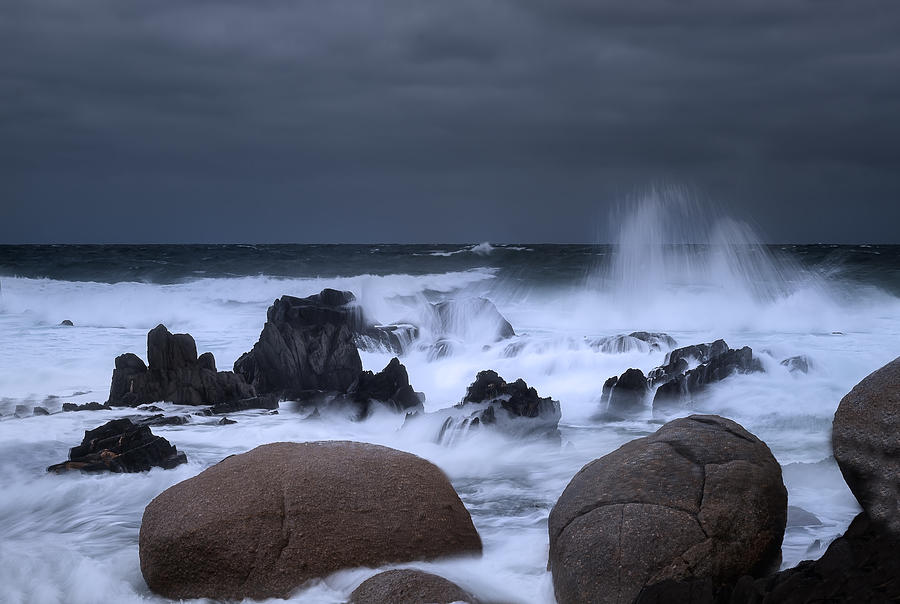 Landscape Photograph - The Bombarding Waves by Weihong  Liu