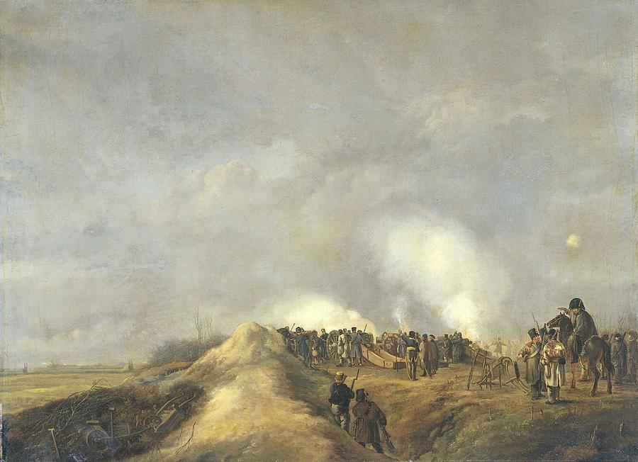 The Bombardment of Naarden, April 1814. Painting by Pieter Gerardus van Os -1776-1839-