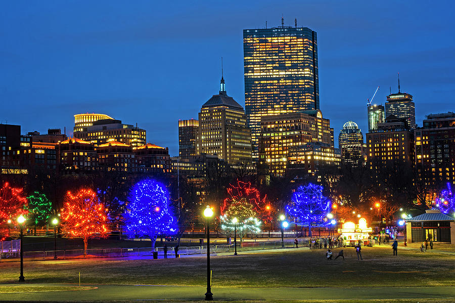 The Boston Common Lit up for Christmas New Years Eve Photograph by Toby McGuire