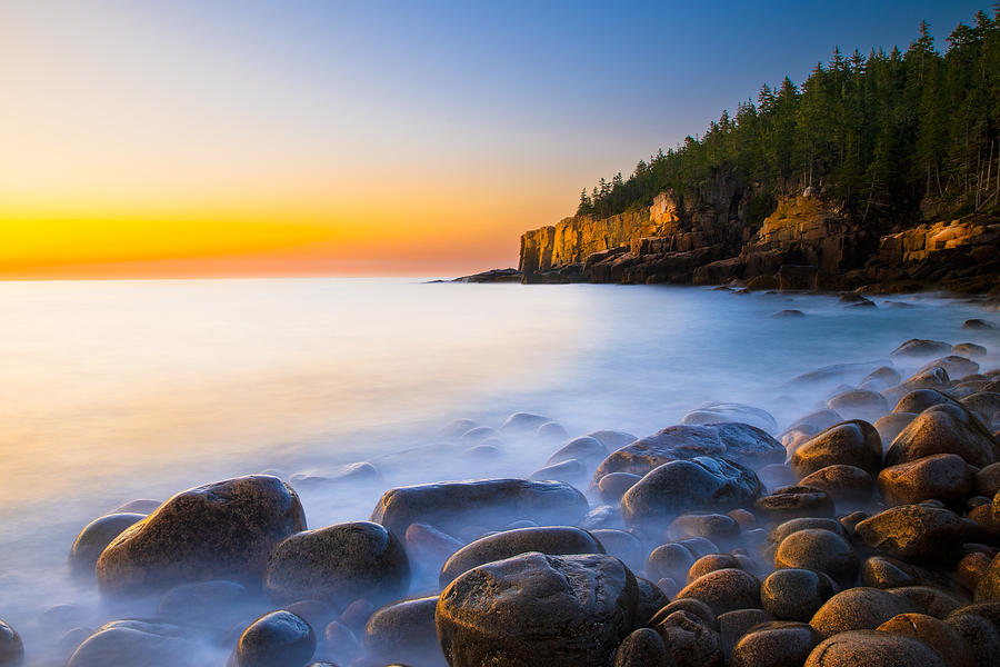 Nature Photograph - The Boulder Beach At Sunrise Time by Mike He
