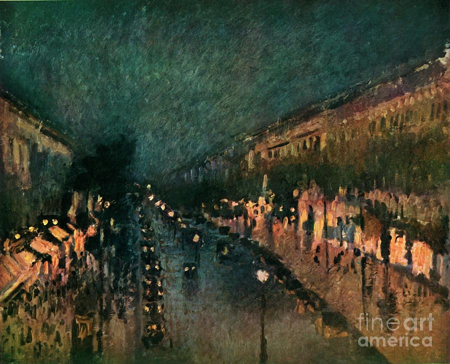 The Boulevard Montmartre At Night Drawing by Print Collector