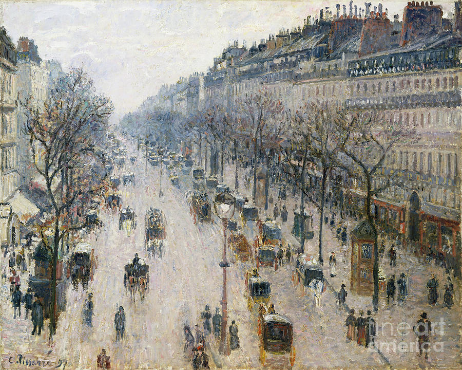 The Boulevard Montmartre On A Winter Drawing by Heritage Images