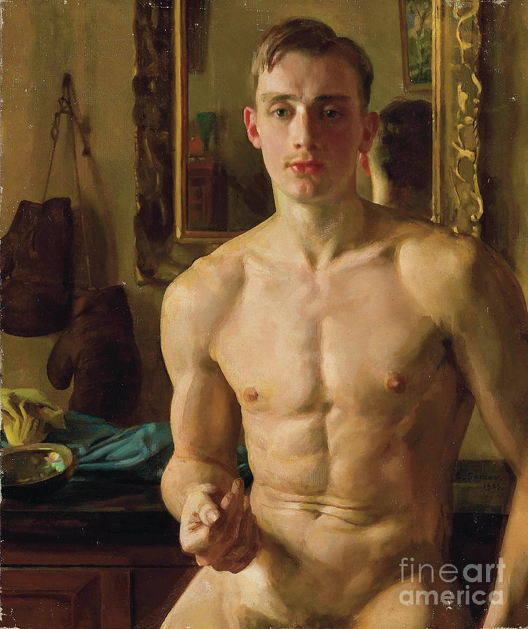 The Boxer. Portrait Of Boris Snezhkovsky Drawing by Heritage Images