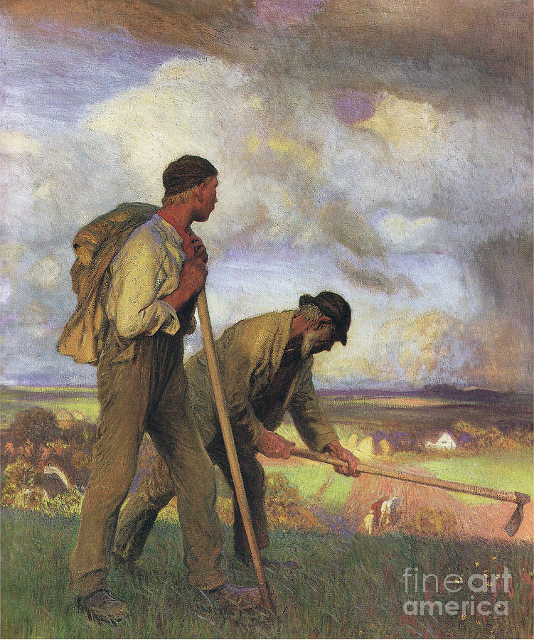 The Boy And The Man Color Litho Painting by George Clausen