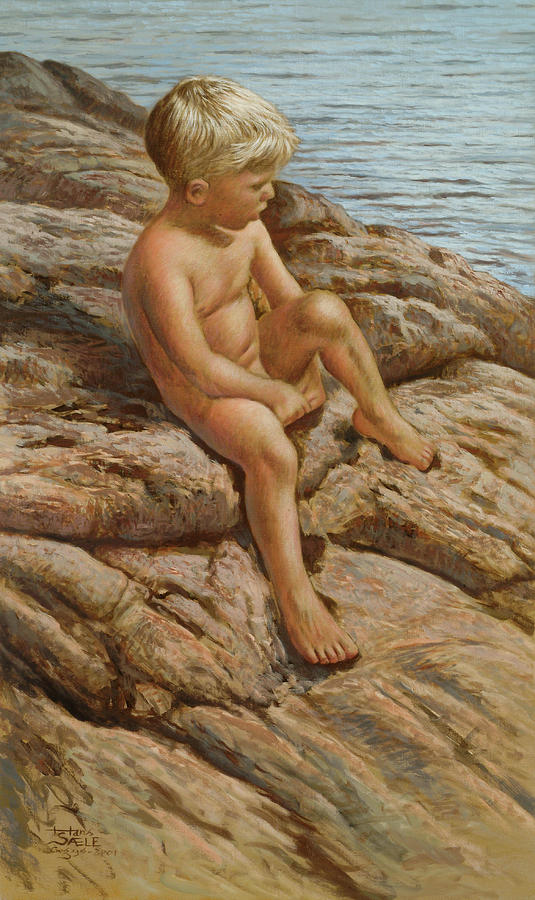 The Boy at the Lake Painting by Hans Egil Saele