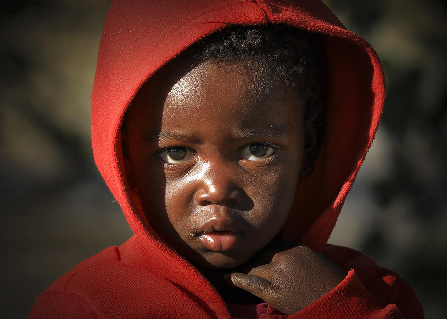 The Boy In Red Coat In Namibia Photograph by Raymond Ren Rong Liu