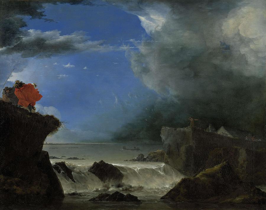The Breach of the Saint Anthonys Dike near Amsterdam. Dijkdoorbraak te zien van de Amsterdamse S... Painting by Jan Asselijn