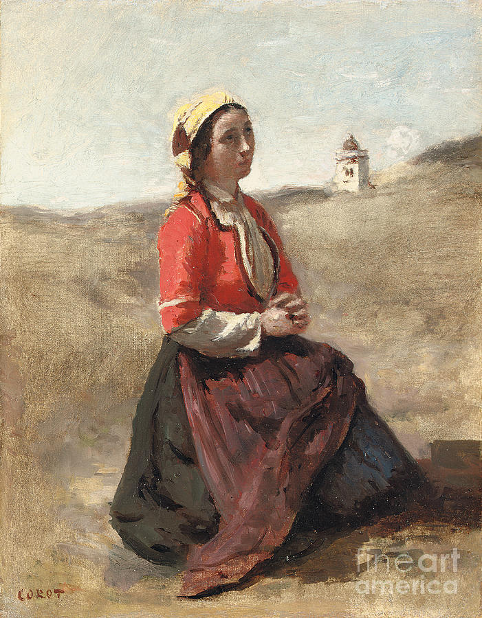 The Breton In Prayer Painting by Jean Baptiste Camille Corot
