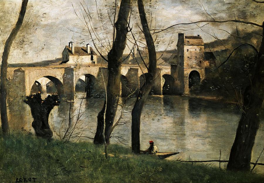 The Bridge at Mantes - 1868- 38,5x55,5 cm - oil on canvas. Painting by Jean Baptiste Camille Corot -1796-1875-