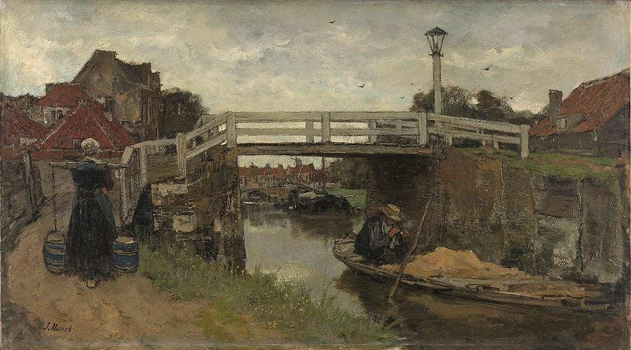 The Bridge. Painting by Jacob Maris -1837-1899-