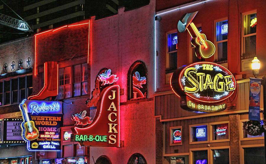 The Bright Lights of Broadway - Nashville Photograph by Allen Beatty