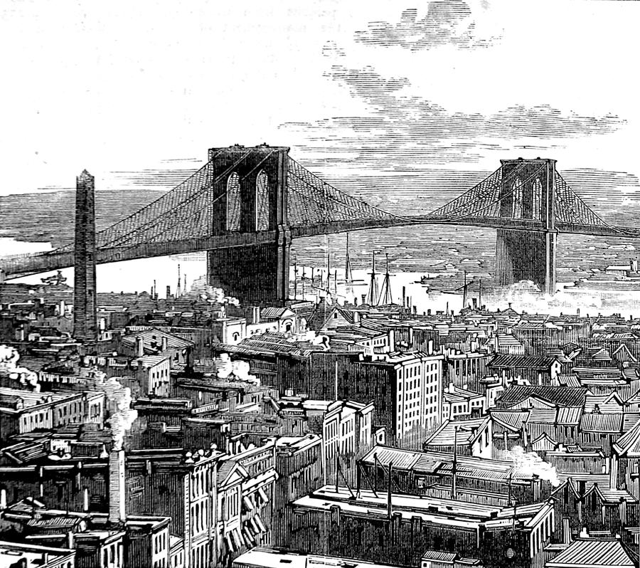 The Brooklyn Bridge, New York, 1883 Photograph by Photo File - Pixels