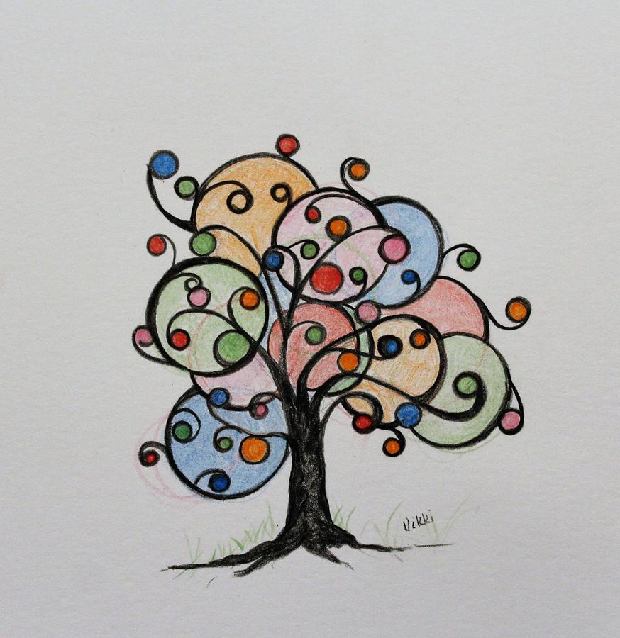 The Bubble Tree Drawing by Vikki Angel