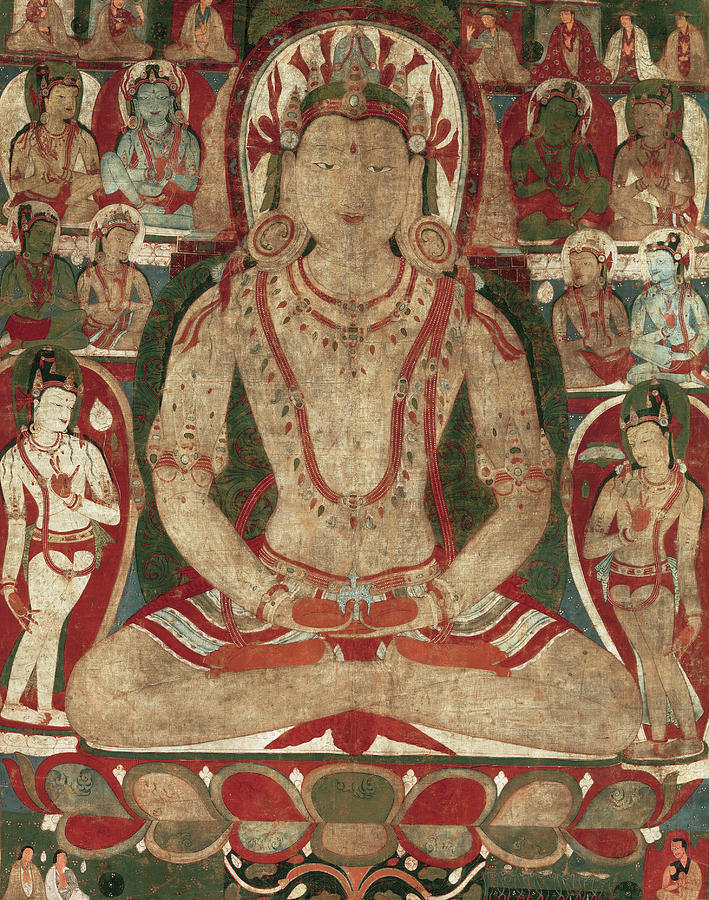 The Buddha Amitayus Attended by Bodhisattvas Painting by Unknown ...