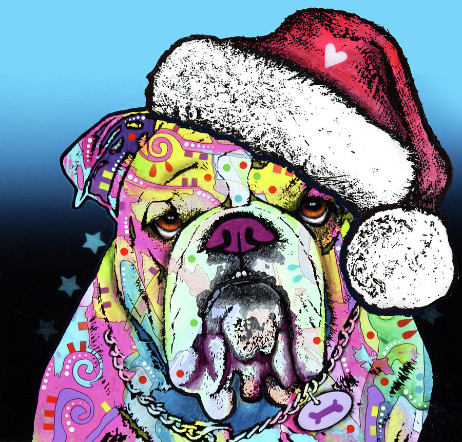 Winter Mixed Media - The Bulldog Christmas by Dean Russo