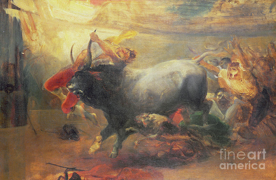 The Bullfight Painting by Joachin Dominguez Becquer