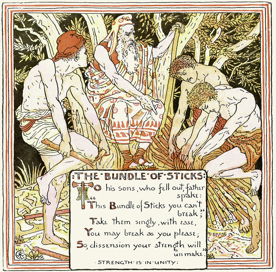 Rhymes Painting - The Bundle of Sticks by Walter Crane