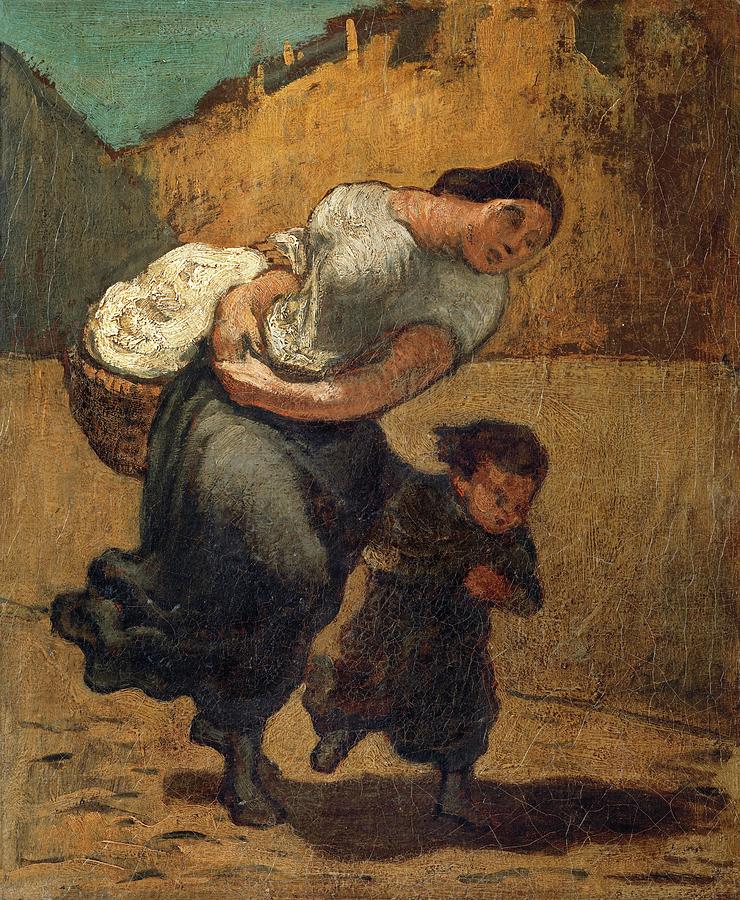 The Burden. Oil on Canvas. Painting by Honore Daumier -1808-1879-