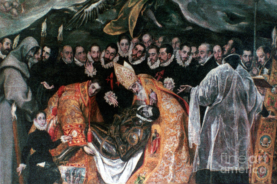 The Burial Of Count Orgaz Detail Drawing by Print Collector