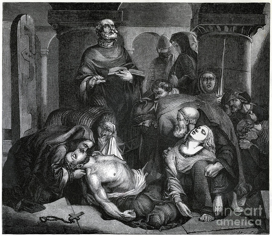 The Burial Of Harold At Waltham Abbey Drawing by Print Collector
