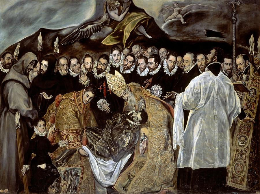 The Burial of the Count of Orgaz, 1586-1588, Oil on canvas, 189 x 250 cm. Saint Andrew. EL GRECO . Painting by Jorge Manuel Theotocopuli -1578-1631-