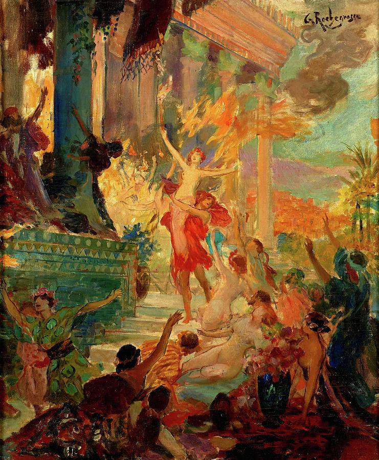 The Burning of Persepolis Painting by Georges Rochegrosse | Pixels