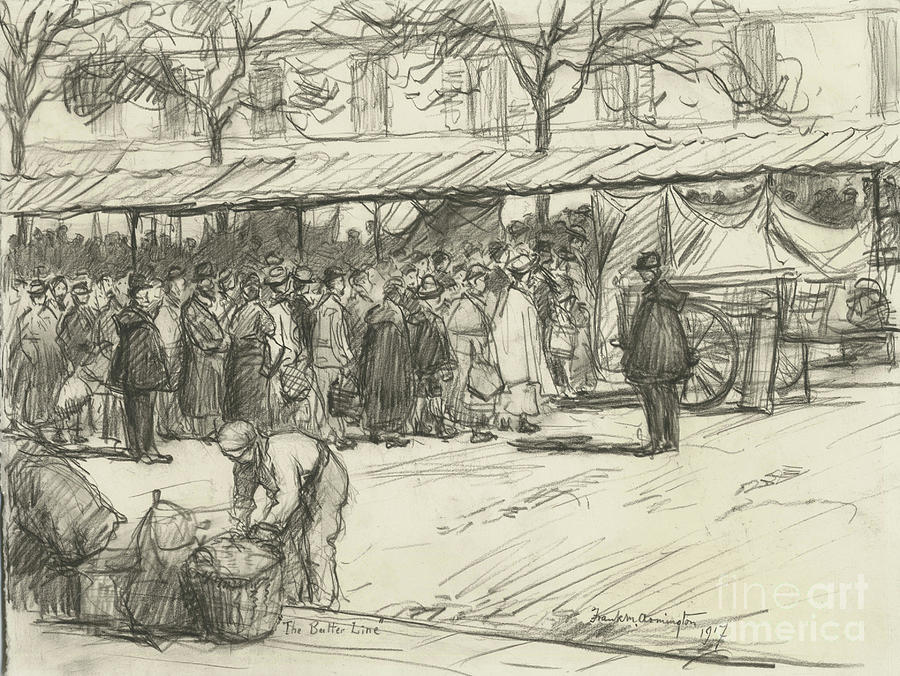 The Butter Line, 1917 Drawing by Frank Milton Armington