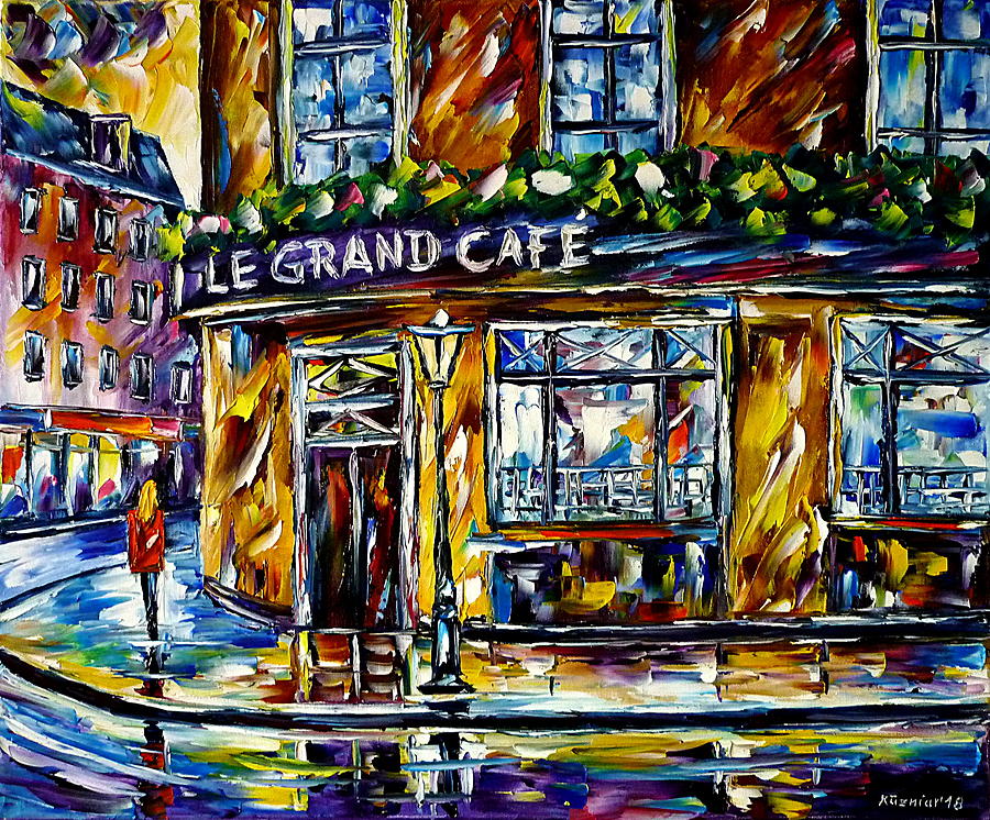 The Cafe On The Corner Painting by Mirek Kuzniar