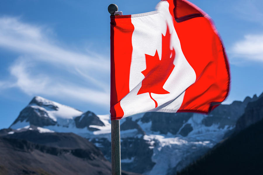 The Canadian Rockies Canadian Flag Photograph by Toby McGuire