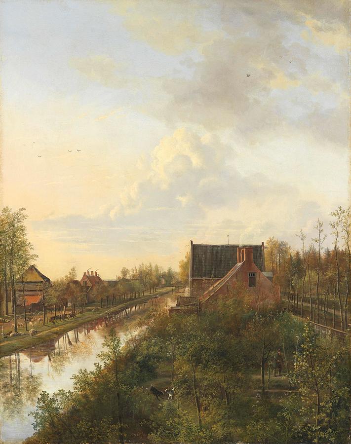 The Canal at s-Graveland. The Watercourse near s-Graveland. Painting by Pieter Gerardus van Os -1776-1839-