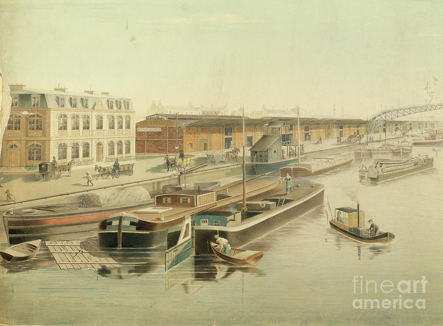 The Canal Saint-martin, Detail Of The Barges, 1889 Painting by ...