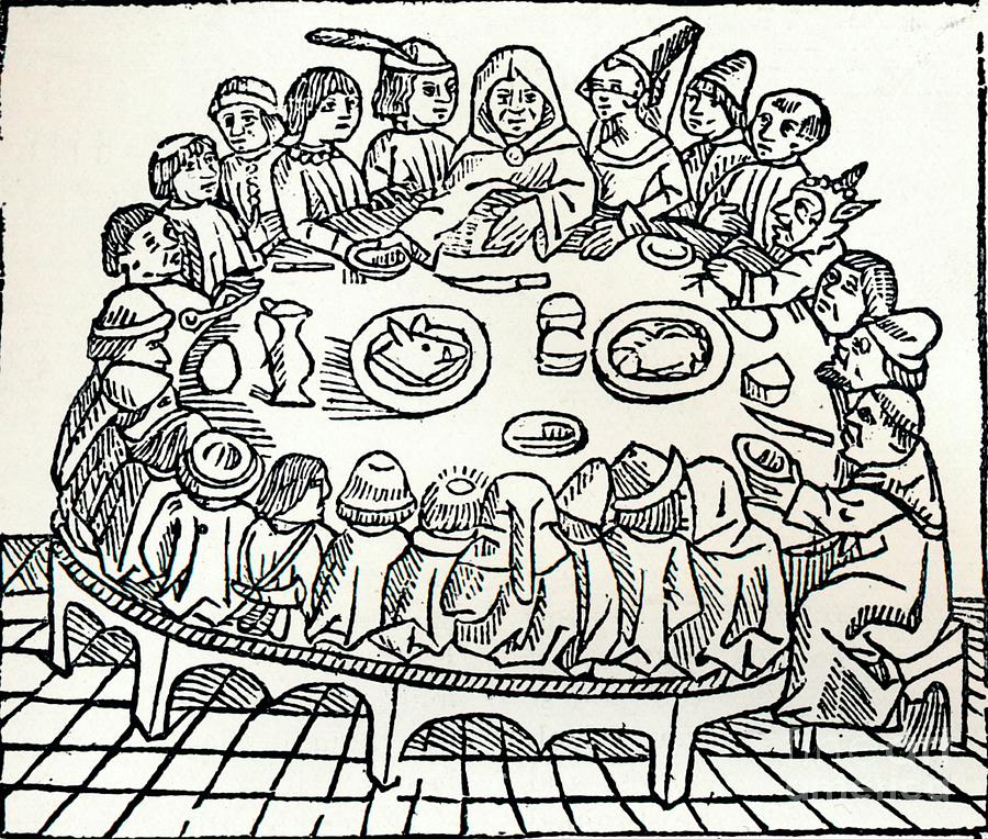 The Canterbury Pilgrims Sitting Drawing by Print Collector