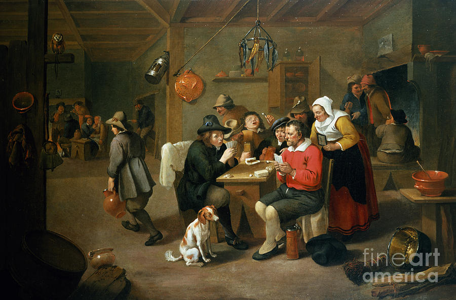 The Card Players Painting by Matheus Van Helmont