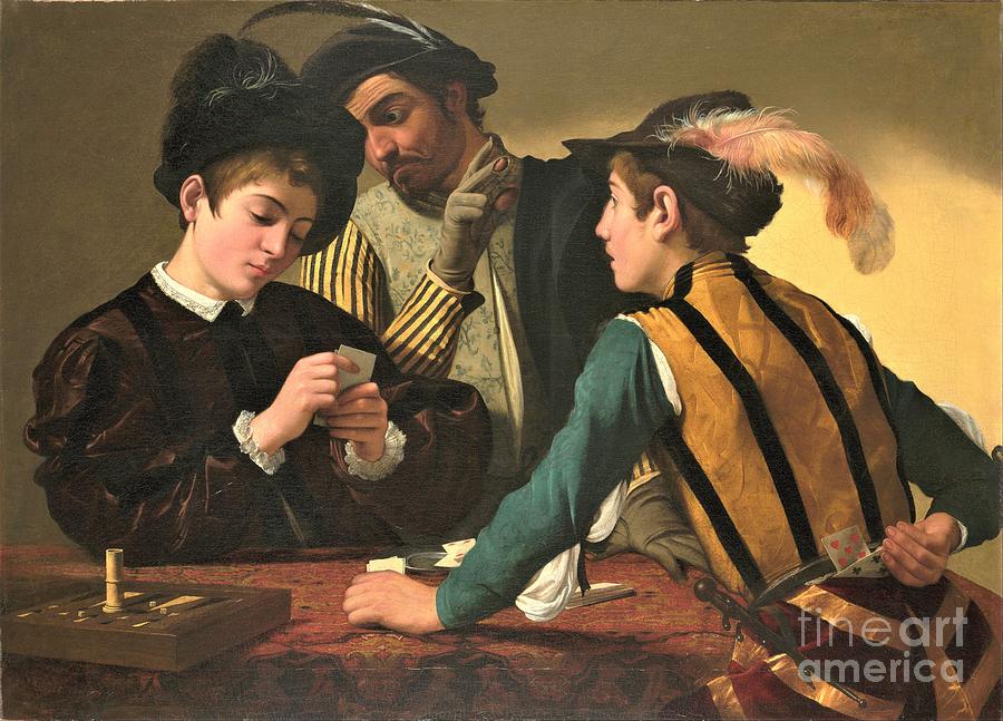 Caravaggio Painting - The cardsharps by Thea Recuerdo