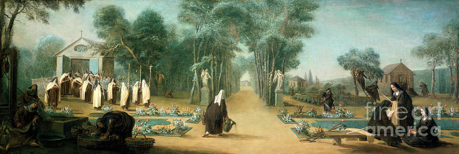 The Carmelite Nuns In The Garden, 18th Drawing by Print Collector