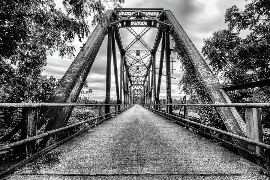 The Carpenters Bluff Bridge Black and White Photograph by JC Findley