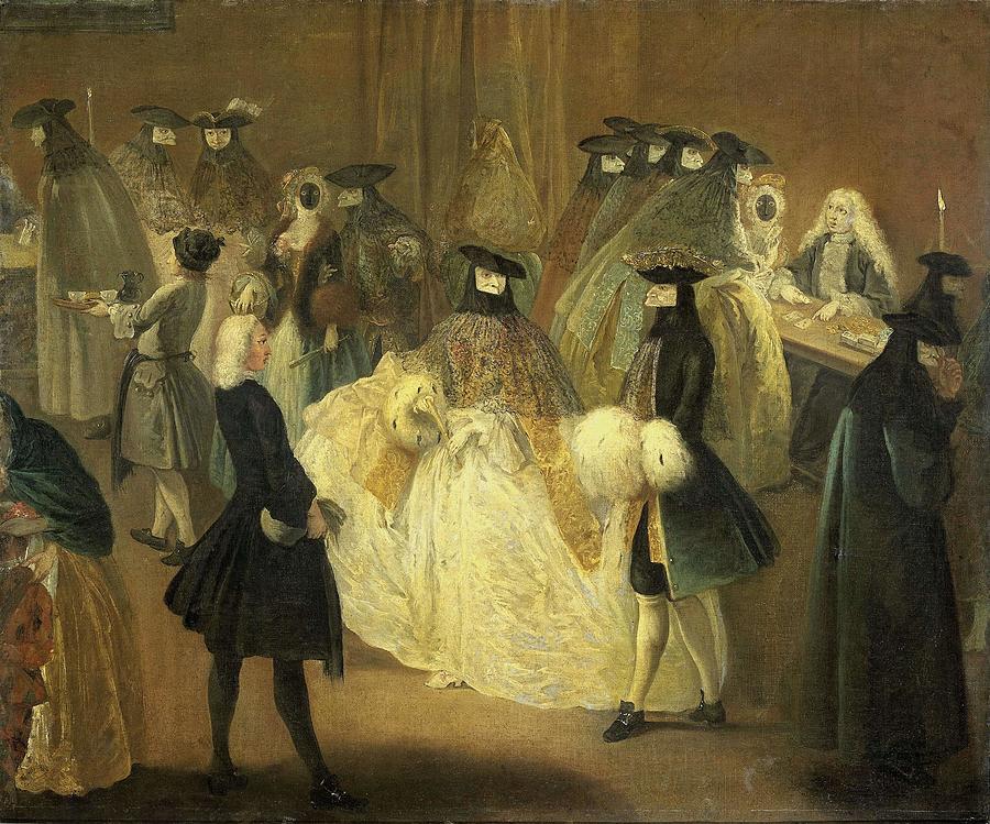 The Casino. Painting by Pietro Longhi -follower of- Francesco Guardi -rejected attribution-
