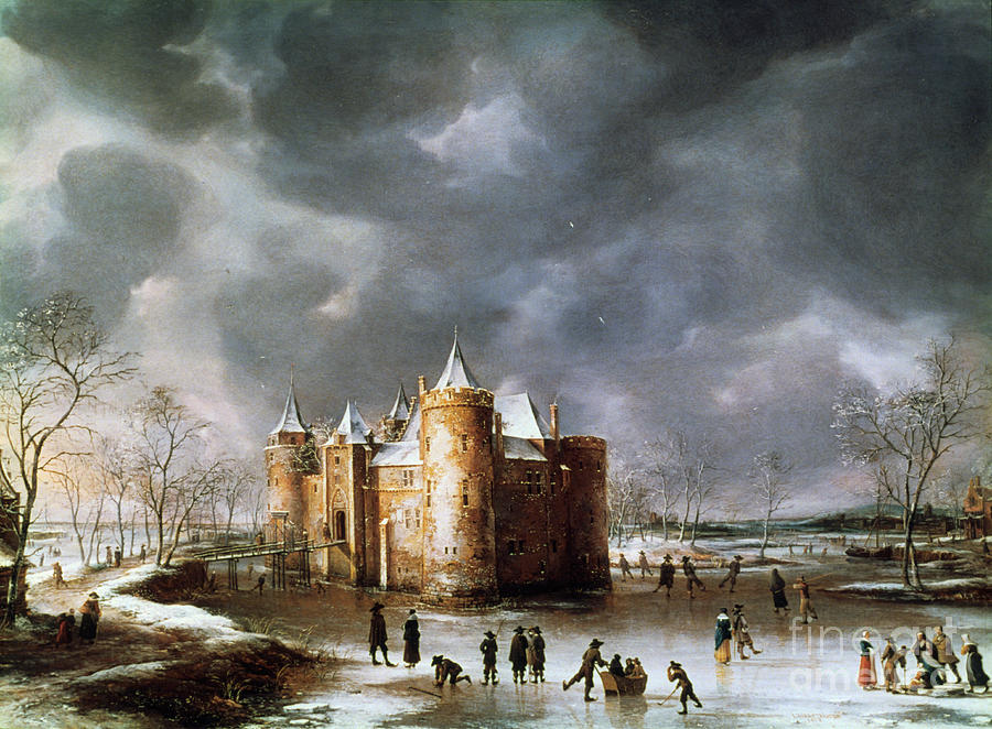The Castle Of Muiden In Winter, 1658 Drawing by Print Collector